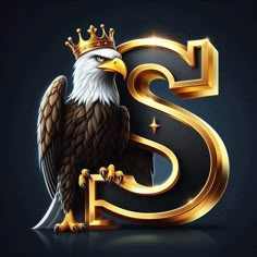 the letter s with an eagle wearing a crown