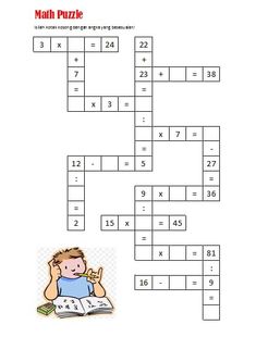 a crossword puzzle with the missing numbers on it and an image of a boy reading