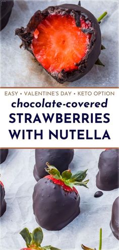 chocolate covered strawberries with nutella in the middle