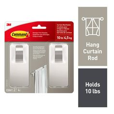 two pieces of white plastic hang curtain rod