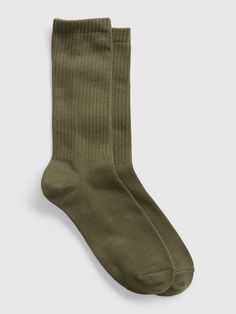 Made with 75% organically grown cotton.  Organic cotton is better for people and the environment because it�s grown without the use of harmful synthetic pesticides and fertilizers.  Ribbing at top.  Reinforced toe and heel. Support People, Gender Equality, Pesticides, Crew Socks, Gap, Organic Cotton, Socks, Mens Outfits