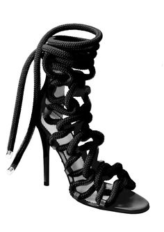 CARLA BLACK CALF SANDAL - Monika Chiang Rope Sandals, Colored Rope, Special Style, Lace Up High Heels, Exclusive Shoes, Black Rope, Women Sandals, Suede Sandals, Designer Sandals