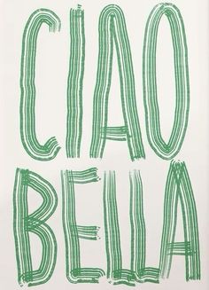 the word caco bela written in green ink on white paper with black writing