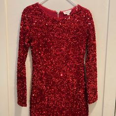 Red Sequin Bodycon Long Sleeved Maxi Dress S Never Worn. It Was Bought For A Performance And Ended Up Not Working Out. Absolutely Stunning! Red Sequined Bodycon Dress For Evening, Red Sequin Dress For Winter, Red Sequined Dresses For Winter, Glamorous Long Sleeve Dress For Red Carpet, Glamorous Red Long Sleeve Dresses, Glamorous Long Sleeve Red Dresses, Glamorous Red Long Sleeve Bodycon Dress, Red Carpet Holiday Dresses With Long Sleeves, Holiday Red Carpet Mini Dress