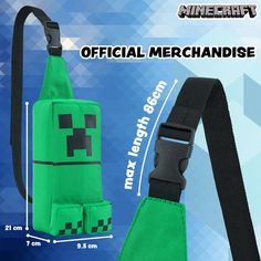 Minecraft Boys Crossbody Bag with Adjustable Strap - Gamer Gifts Get your gamer ready for adventures with this travel pouch chest bag for kids, featuring an iconic Creeper design. It has an adjustable belt for a secure fit and a zipped compartment to keep their daily essentials safe on the move Looking for Minecraft merch for kids? This gaming bag is officially licensed Minecraft merchandise and the cool range of designs available are sure to be hit with any fan! See images for more features and details This belt bag is incredibly practical with an adjustable strap for a secure fit and a zipped compartment to safely stash money, phones and other small daily essentials whilst on the go With its stylish and practical design, this Minecraft bag makes the ideal accessory for day trips out, spo Minecraft Bag, Minecraft Merchandise, Chest Belt, Cool Bag, Green Stuff, Kids Travel, Wow Video