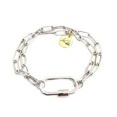 Our Link Lock Charm Bracelet is dipped to perfection in 24k gold or rhodium (silver) with our gorgeous link clasp. This bracelet is the perfect piece to add all of your favorite charms to! This bracelet can be worn alone or mixed with our stack bracelets for a layered look. This bracelet is so much fun and can be a bestie bracelet, adorned with your children/grandchildren's initials, or with your favorite charms from our charm bar. You can change out the charms or keep adding! (All charms sold s Charm Bar, Stack Bracelets, Gold Charm Bracelet, Layered Look, Bracelet Stack, Silver Bracelets, Timeless Design, Silver Bracelet, Initials