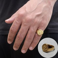 Premium Stainless Steel Gold Plated Available Sizes 7 / 8 / 9 / 10 / 11 / 12 (Us Size Ring) Safe In Water Also Available In Silver Gents Ring Design, Classic Gold Rings, Dreamy Jewelry, Engraved Signet Ring, Mens Pinky Ring, Unique Mens Rings, Gents Ring, Mens Rings Fashion, Hand Necklace