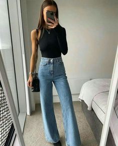 Looks Jeans, Elegante Casual, Trendy Fall Outfits, Fashion Weeks, Cotton Blouse, Outfit Inspo Fall