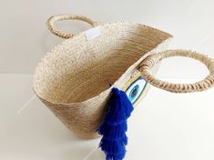 Bohemian Straw Bag, Bohemian Straw Shopping Bag, Bohemian Straw Bag For Shopping, Bohemian Straw Bag For Beach Season Shopping, Bohemian Woven Straw Bag For Shopping, Blue Bohemian Straw Bag, Traditional Beach Bag For Summer, Bohemian Rectangular Straw Bag Gift, Blue Bohemian Straw Bag For Shopping