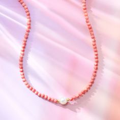 Ross-Simons - 4mm Pink Coral Bead, 8.5-9mm Cultured Pearl Necklace, 18kt Yellow Gold Over Sterling. 20". Add a fresh splash of color to your style with our pretty pink necklace. Here, a single strand of 4mm pink coral beads comes together with a single 8.5-9mm cultured freshwater pearl and 18kt yellow gold over sterling silver 3mm rondelle spacer beads. Finishes with a lobster clasp. White pearl and pink coral necklace. Pearl birthstones are the perfect gift for June birthdays. Pearl Centerpiece, Pearl Birthstone, Coral Beads Necklace, Southwest Jewelry, White Pearl Necklace, Cultured Pearl Necklace, Italian Jewelry, Coral Necklace, Necklace Pearl