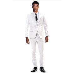 This Is A New Sean Alexander Brand 3-Piece Suit In White. Suit Is Ultra Slim Fit With A 2 Button, Single-Breasted Jacket, 4 Button Vest, And Flat Front Pants. Jacket Is 50l And Pants Have A 44" Waist. Material 68% Tetron (Cotton And Viscose), 30% Rayon,And 2% Spandex Wrinkle Resistant Machine Washable Jacket Solid White Two Button Front Closure Slim Fit Notch Lapel Side Vents Interior French Facing Two Besom Front Pockets With Flap Closure Three Interior Pockets Underarm Sweat Guards Vest Solid White Slim Fit Business Suits, White Slim Fit Classic Sets, White Classic Slim Fit Sets, White Slim Fit Suits For Workwear, Classic White Tailored Suit And Tie Accessories, White Notch Lapel Suit With Custom Fit, White Notch Lapel Suit Custom Fit, White Custom Fit Suit With Notch Lapel, Tailored White Business Sets