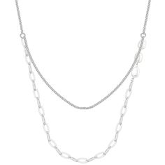 Crafted from high-quality 925 silver, this stunning stacking pearl necklace adds a touch of elegance to any outfit. The versatile design allows for endless layering possibilities, while the lustrous pearls add a subtle and timeless shine. Elevate your style with this must-have accessory. Details Materials: 925 Sterling Silver Stone: Pearl Weight: 9.7-10.3G Length: 38+5CM SKU: P24101204 Silver Chain Necklaces For Layering, Modern Silver Pearl Chain Necklace, Minimalist Silver Layered Chain Necklace, Silver Double Strand Necklace For Layering, Silver Double Strand Pearl Chain Necklace, Silver Pearl Necklace With Clavicle Chain For Everyday, Silver Minimalist Chain Necklace With Pearl Pendant, Trendy Silver Pearl Necklace With Adjustable Chain, Dainty Silver Layered Necklace With Pearl Chain