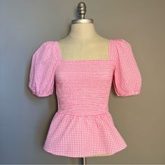 New With Tags! French Connection Artina Gingham Smocked Top In Begonia Pink. Framed With A Square Neckline, It's Made From Soft And Breathable Cotton And Will Take You From Daytime Events To Summer Soirees With A Simple Swap Of Accessories. Size: Small Material: 100% Cotton Spring Gingham Smocked Top With Smocked Bodice, Spring Gingham Smocked Top For Day Out, Fitted Plaid Smocked Top With Smocked Back, Spring Gingham Top With Square Neck, Spring Gingham Square Neck Top, Gingham Square Neck Top For Spring, Spring Gingham Top With Smocked Bodice, Summer Plaid Cotton Smocked Top, Summer Cotton Plaid Smocked Top