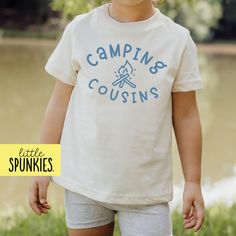 Vintage Camping Shirts for Kids, Camping Cousins Natural Toddler T-Shirt, Camping Graphic Tees (CAMPING COUSINS) PRODUCTION TIME Little Spunkies from the designer/owner of Spunky Pineapple Co https://www.etsy.com/shop/SpunkyPineappleCo   All baby and toddler clothes are 100% designed and printed with water based ink. All orders placed before 12:00 pm EST are shipped out same day (Monday - Friday). Orders received after noon are shipped out the next business day. ONESIES® BRAND Made from 100% Cot Camping Graphic, Kids Camping, Camping Shirts, Kids Graphics, Summer Graphic Tee, Vintage Camping, Kids Graphic Tees, Cabin Crew, Cute Shirt