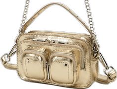 Metallic Shoulder Bag With Chain Strap For Everyday Use, Metallic Rectangular Shoulder Bag With Chain Strap, Metallic Rectangular Bag With Chain Strap, Chic Rectangular Shoulder Bag With Metal Zipper, Evening Crossbody Bag With Metal Zipper, Chic Gold Shoulder Bag With Zipper Pocket, Metallic Rectangular Bag With Zipper Closure, Metallic Rectangular Bags With Zipper Closure, Rectangular Metallic Bag With Zipper Closure