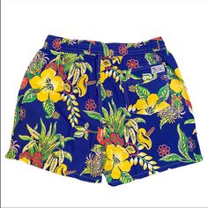 Brand New!! Questions? Leave A Comment Below! Yellow Shorts For Poolside And Beach Season, Multicolor Hawaiian Short Bottoms, Blue Tropical Shorts For Beach Season, Multicolor Hawaiian-style Shorts, Blue Tropical Print Beachwear Shorts, Blue Hawaiian Shorts For Vacation, Blue Tropical Print Summer Bottoms, Blue Tropical Print Bottoms For Beach Season, Blue Hawaiian Style Bottoms For Summer