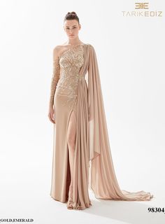 Tarik Ediz: 98304 Tarik Ediz, Gaun Fashion, Exquisite Gowns, Look Formal, One Shoulder Gown, Beaded Bodice, فستان سهرة, Full Length Dress, Necklines For Dresses