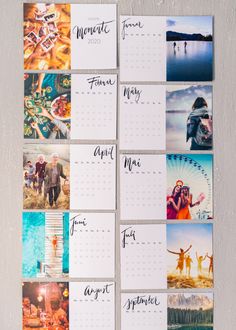 a calendar with pictures of people on it