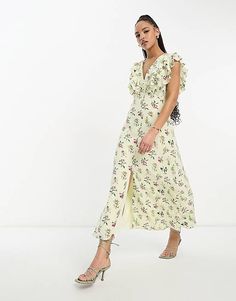 Nobody's Child ruffle midaxi dress in cream floral | ASOS Beige Mid-length Floral Print Dress, Cream V-neck Maxi Dress With Ruffles, Non-stretch Floral Print Maxi Dress, Cream Floral Print V-neck Midi Dress, Beige Floral Print V-neck Midi Dress, Beige Floral Print V-neck Maxi Dress, Maternity Midi-length Floral Print Dresses, Formal Dresses Graduation, Cocktail Dress Formal