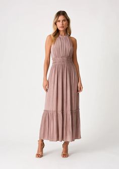 Women's Bohemian Vintage Wash Halter Maxi Dress | LOVESTITCH Spring Halter Maxi Dress With Elastic Neckline, Spring Elastic Neckline Halter Maxi Dress, Bohemian Halter Dress With Smocked Back, Bohemian Halter Neck Dress With Smocked Back, Chic Sleeveless Halter Dress With Smocked Bodice, Chic Halter Dress With Smocked Bodice, Flowy Sleeveless Halter Dress With Smocked Back, Sleeveless Halter Dress With Smocked Bodice, Casual Ruched Halter Neck Maxi Dress