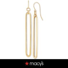 in stock Chic Pierced Linear Earrings For Formal Occasions, Yellow Gold Oblong Earrings, Minimalist Oblong Earrings For Formal Occasions, Elegant Gold-tone Linear Earrings, Formal Minimalist Oblong Earrings, Modern 14k Gold Linear Pierced Earrings, Elegant Tarnish Resistant Oblong Earrings, Elegant Tarnish-resistant Oblong Earrings, 14k Gold Linear Earrings For Evening