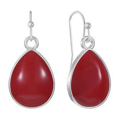 Earring Back: French WireMetal Color: Silver ToneEarring Length: 25.4mmEarring Width: 12.7mmCare: Wipe CleanEarrings Style: Drop EarringsCountry of Origin: Imported Nickel Free Red Drop Earrings, Classic Red Dangle Earrings, Classic Red Nickel-free Earrings, Red Teardrop Hypoallergenic Earrings, Earrings Red, Earrings Drop, Earrings Color, Earring Backs, Silver Tone