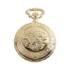 Daniel Steiger Golden Flying Eagle Hunter Pocket Watch & Chain Eagle Hunter, Pocket Watch With Chain, Gold Pocket Watch, Flying Eagle, Eagle Design, Gold Watch Men, Pocket Watch Chain, Elegant Man, Necklace Craft