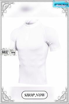 Men's Compression Shirt Running Shirt Half Zip Short Sleeve Base Layer Athletic Athleisure Spandex Breathable Quick Dry Soft Running Jogging Training Sportswear Activewear Black White Dark Navy Casual Sports T-shirt With Snug Fit, Casual Rash Guard With Moisture-wicking, Stretch Solid Color Rash Guard With Crew Neck, Sporty Solid Color Crew Neck Rash Guard, Sporty Solid Rash Guard With Crew Neck, Fitted Breathable T-shirt For Gym, Sporty Stretch Tops In Breathable Fabric, White Rash Guard For Sports In Summer, Summer Sports Rash Guard With Moisture-wicking