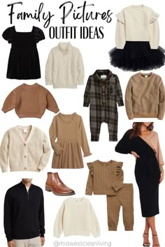 an image of family pictures outfits for the fall and winter months with text overlay that says family pictures outfit ideas