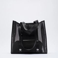 SPECIFICATIONSBrand Name: NoEnName_NullShape: Casual ToteMain Material: POLYESTEROrigin: Mainland ChinaStyle: fashionInterior: Interior Zipper PocketOccasion: VersatileClosure Type: haspGender: WOMENDecoration: hollow outExterior: noneLining Material: NoneHardness: SOFTPattern Type: hollow out Black Trendy Shoulder Bag For Travel, Trendy Black Bags For Daily Use, Trendy Black Shoulder Bag For Travel, Trendy Black Bag With Large Capacity, Trendy Double Handle Bag With Snap Closure, Trendy Large Capacity Black Bag, Trendy Black Box Bag With Large Capacity, Trendy Rectangular Mesh Bag, Trendy Rectangular Mesh Bags