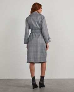 The kind of outerwear that makes 'em go, "Oooh!" The Patrick Plaid Trench Coat comes in a classic, full-length trench silhouette with a notched lapel collar, button closures and a waist tie. This plaid print is so versatile with endless styling possibilities. Snatch this closet staple up fast! Full-length trench coat Button closures Plaid print Side pockets 98% Polyester 2% Elastane Casual Belted Outerwear For Business, Casual Belted Business Outerwear, Fall Outerwear With Belted Notch Lapel, Fall Notch Lapel Belted Outerwear, Fall Outerwear With Belt And Notch Lapel, Notch Lapel Belted Outerwear For Work, Belted Outerwear With Notch Lapel For Fall, Belted Button-up Outerwear For Work, Notch Lapel Belted Outerwear For Business Casual