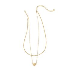 Double up on sweet styling with the Anna Filigree Multi-Strand Necklace. A classic chain paired with an adorable heart pendant, this two-in-one style takes the guesswork out of necklace layering. Designer, founder, and philanthropist Kendra Scott started her company in 2002, just three months after her first son was born. Her commitment to innovation, quality, customer service, and detail has taken her from a small startup to a billion-dollar brand. Kendra Scott is known for its design and material innovation, use of color, and signature shapes. As the lifestyle brand continues to grow, Kendra and her namesake company remain true to its founding philosophy of Family, Fashion, and Philanthropy for both customers and employees. Since its beginning, the company has given back to local, nation Double Chain Heart Pendant Necklace, Elegant Heart Charm Necklace For Layering, Elegant Heart Shaped Necklace For Layering, Elegant Heart-shaped Necklace For Layering, Elegant Heart Shaped Layering Necklace, Elegant Heart-shaped Layering Necklace, Multi Strand Necklace Gold, Kendra Scott Necklace Elisa, Gold Chain Link Necklace