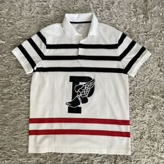 Polo Ralph Lauren P-Wing Wing Foot Stripe Polo Shirt 1992 Mens Size Medium Pulled The Tags, Tried It On But Never Wore It Out. Shirt Has Never Been Washed Just Hung In My Closet Over The Years. Wing Wing, Lauren White, Striped Polo Shirt, Ralph Lauren Shirt, Ralph Lauren Men, Polo Ralph, Polo Ralph Lauren, Polo Shirt, Ralph Lauren