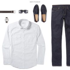 Maker Two Pocket Men's Utility Shirt In Clean White Ways To Wear With Chinos White Oxford, Banded Collar Shirts, Utility Shirt, Polo Pullover, Oxford White, Casual Long Sleeve Shirts, Shirt Maker, With Meaning, The Maker