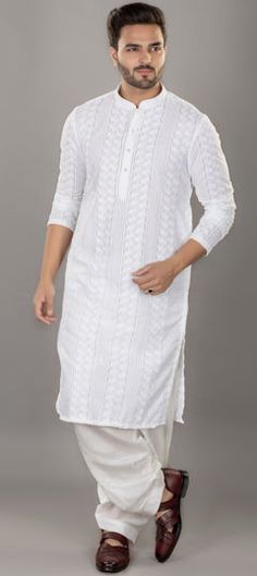 White and Off White color Kurta Pyjamas in Art Silk fabric with Embroidered, Thread work Silk Kurta, Color Art, Thread Work, Off White Color, White Style, Silk Fabric, White Color, Size Chart, Thread