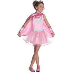 Supergirl needs a break and is calling your girl to help her! She will go out on Halloween dressed pretty in pink and ready to take out the bad guys. This is perfect for trick or treating or for any themed party!    Features:  
Pink Supergirl Halloween costume  
Pink tutu dress   
Satin top and cape  
White Supergirl logo  
Fits most girls age 8-10    4 piece set includes:    
Tutu dress  
Cape  
Gauntlets  
Belt     Sizing: girls size large  
Height 56"-60"   
Waist 31"-34"  
Chest 35"-39" Pink Tutu Costumes, Supergirl Halloween, Supergirl Halloween Costume, Halloween Kids Costumes Girls, Supergirl Costume, Pink Tutu Dress, The Bad Guys, Pink Costume, Coupon Ideas