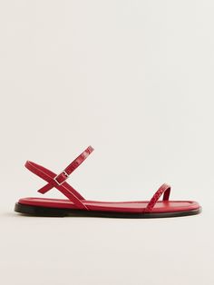 Get a pedicure or don't. Shop the Lake Flat Sandal, a sustainable sandal from Reformation. Time Clothes, Strappy Sandals Flat, Red Flats, Water Sandals, Red Sandals, Cricut Craft, Clothes Collection, Strappy Sandals, New Bag