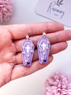 Pastel Goth Earrings, Coffin Earrings, Polymer Clay Whimsigoth Earrings, Spooky Cute Goth Gifts for Girls - Etsy Pastel Goth Jewelry Diy, Pastel Goth Polymer Clay, Spooky Polymer Clay Earrings, Goth Clay Earrings, Pastel Goth Accessories, Goth Polymer Clay, Pastel Polymer Clay, Pastel Goth Earrings, Polymer Clay Decor