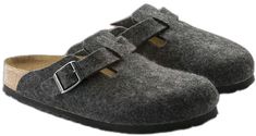 Wool Clogs With Cushioned Footbed And Round Toe, Winter Felt Slip-on Clogs, Casual Wool Slip-on Clogs, Casual Wool Clogs For Winter, Boston Clog, Birkenstock Boston, Birkenstock Boston Clog, Wool Felt, Birkenstock