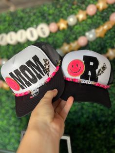 Calling all the mother/ daughter duos.  Listing is for 1 adult Otto brand trucker and 1 youth Otto brand trucker.  Match your girl in style! Have a more than one kiddo? Message me to add a 2nd child hat for a discounted price.  All our hats are totally customizable, so message us to request custom colors or patches. We can build a custom listing just for you! Trendy Personalized Baseball Cap, Trendy Personalized Adjustable Baseball Cap, Trendy Customizable Adjustable Baseball Cap, Customizable Adjustable Trucker Hat For Streetwear, Trendy Customizable Adjustable Trucker Hat, Casual Black Trucker Hat For Birthday, Name Chains, Painted Banner, Child Hat