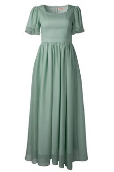 Say hello to the Abbie Dress in Sage. With princess seams and a subtle sweetheart neckline, this gown is the perfect modest bridesmaid dress. The soft green base color is complemented by a maxi length skirt with functional pockets, while the short flutter sleeve adds a touch of femininity. With a hidden back zipper and lining throughout, this dress provides both style and comfort. Available in sizes 00, 0, 2, 4, 6, 8, 10, 12, 14, 16, 16W, 18W, 20W, 22W, 24W, 26W, 28W, 30W, 32W, + 34W!! bridal Green A-line Bridesmaid Maxi Dress, Short Sleeve Maxi Dress With Pleated Bodice For Wedding, Wedding Maxi Dress With Pleated Bodice And Short Sleeves, Green Maxi Dress With Pleated Fitted Bodice, Short Sleeve Maxi Dress With Fitted Bodice For Prom, Solid Maxi Dress With Sweetheart Neckline And Fitted Bodice, Maxi Dress With Ruched Bodice And Short Sleeves, Green A-line Maxi Dress With Pleated Bodice, Bridesmaid Dress With Pleated Bodice And Short Sleeves