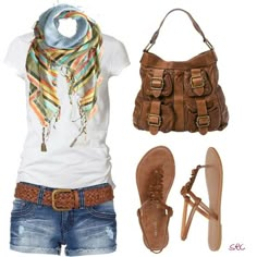 Scarf and shorts Arizona Outfits, Silver Scarf, Cute Swag Outfits, 가을 패션, Summer Fashion Outfits, Cute Summer Outfits, Swag Outfits