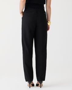 J.Crew: Essential Pant In City Crepe For Women Tailored Long Pants, Tapered Leg Dress Pants For Office, Formal Pants With Loosely Fitted Hips, Chic Dress Pants For Workwear, Chic Tapered Bottoms For Office, Elegant Tapered Long Pants, Chic Tapered Pants For Business Casual, Chic Tapered Business Casual Pants, Tailored Wide Leg Pants With Elastic Waistband