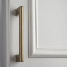 a door handle is shown on the side of a white door with a gold frame