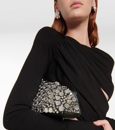 Midnight studded leather clutch Designer Leather Evening Bag For Party, Designer Leather Clutch For Party, Designer Embellished Clutch For Evening, Studded Evening Bag, Designer Black Party Clutch, Designer Black Clutch For Party, Designer Evening Bag For Party, Designer Clutch For Evening Out, Designer Clutch Evening Bag For Night Out