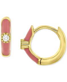 in stock Small Hoop Earrings, Gold Plated Sterling Silver, Cubic Zirconia, Gold Plate, Hoop Earrings, Plating, Sterling Silver, Silver, Pink