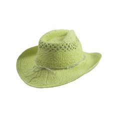 This outback style cowboy straw hat is made with high quality toyo straw and features an attractively detailed design and an elastic sweatband. Comes with a breaided matching colored hat band. Size: One Size.  Color: Green.  Gender: female.  Age Group: adult. Green Straw Hat For Kentucky Derby Beach, Short Brim Panama Hat For Western-themed Events, Adjustable Green Hat Band For Summer, Green Wide Brim Fedora For Summer, Green Wide Brim Summer Fedora, Adjustable Straw Fedora For Rodeo, Western Style Summer Panama Hat For Outdoor, Casual Wide Brim Straw Hat For Western-themed Events, Western Style Panama Hat For Kentucky Derby At Beach