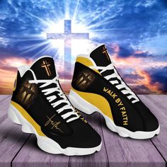 Introducing our extraordinary Christian Basketball Shoes – Walk By Faith Jesus Cross Basketball Shoes for Men and Women! These remarkable sneakers are not just your ordinary sports footwear; they are a powerful symbol of faith, inspiration, and unwavering devotion. Designed with meticulous attention to detail, these shoes will not only enhance your basketball performance but also serve as a constant reminder of your spiritual journey. Our Christian Basketball Shoes feature a stunning Jesus Christian Basketball, Jesus Shoes, Christian Shoes, Sport Shoes Design, Shoes For Man, Basketball Shoes For Men, Jordan 13 Shoes, Comfortable Footwear, Christian Fashion