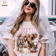 💕 Get the party started with our retro Bachelorette Party Shirt designed for the future bride! This custom bootleg rap tee features a vintage-inspired design complete with a personalized face photo, making it a fun and unique choice for a bachelorette surprise. Perfect for creating unforgettable memories with the bridal squad, this shirt also makes a great personalized gift for the bride-to-be. Celebrate in style with this one-of-a-kind tee, perfect for the ultimate bachelorette bash! ✨ ABOUT C White Retro T-shirt For Parties, Vintage Bachelorette, Retro Bachelorette Party, Bachelorette Party Tshirts, Retro Bachelorette, Flying Pigs, Bridal Squad, Squad Photos, Bachelorette Party Shirt