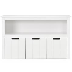 a white bookcase with four drawers and two doors